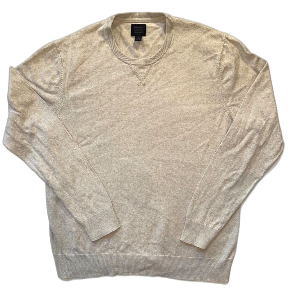 14th & Union Mens Large Cream Cotton Cashmere Crewneck Sweater Pullover Knit